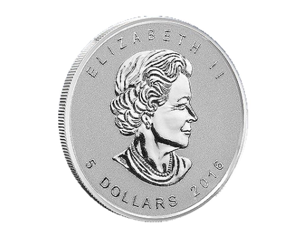 2016 シルバー カナダ $5 メープル リーフ 陰陽プライベート 1 oz 2016 Canadian Maple Leaf Mark V Tank Privy Reverse